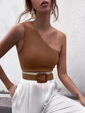 Zingj Style Ebay Nightclub Sports Single Shoulder Strapless Women's Diagonal Shoulder Vest-Outfit