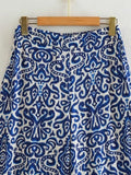 Blue Print Wide Leg Pants Women High Waisted Trousers Women Casual Baggy Pants Woman Fashion Summer Women's Pants