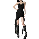 2024 Summer New Women's Solid Color Sexy Hottie Hanging Neck Girded Mesh