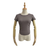 Zingj Trendy Women's Wear Summer New Wrinkled Round-Collar Blouse Shows Slim, Tall Waist, Short Style Navel Short-Sleeved
