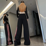 Contrast Side Stripe Baggy SweatpantsOutfit