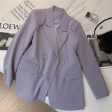 Taro Violet Silove Suit Jacket Woman 2025 Spring New Korean Design Sense Niche Fashion Small