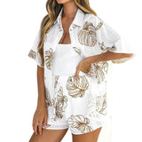 Spot 2025 Season New Women's Fashion Loose Print Short-Sleeved Shirt Shorts Two-Piece