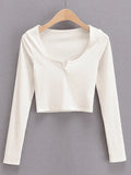 Rib Knit Long Sleeve Crop Top- Outfit