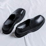 Zingj Head Leather Shoes Male British Wind Elastic Belt Lazy Man One Foot Pedal Big Head Leisure Business Small Leather Shoes