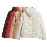 Autumn And Winter Trapezoidal White Duck Down Down Jacket Thin Loose Casual Big Lapel Collar Short Coat Tide-Outfit