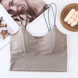 Seamless Women Bras Ice Silk Brassiere Push-Up Paded Intimates Sexy Bralette Sling Vest Soft Breathable Underwear