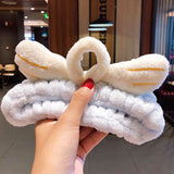 Face Hair Holder Hairbands Soft Warm Coral Fleece Bow Animal Ears Headband For Women Girls Turban Fashion Hair