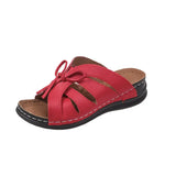 Zingj Size Bow Flat Heel Slippers 2023 New Solid Color Rocking Line Hollowed-Out Fish Mouth