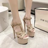 Zingj Waterproof Platform 2023 Summer And Autumn Fashion New Hollow Out Thin Heel Ultra High Heel Casual Fashion Sandals Women's Singles