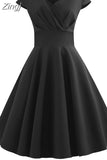 Dress Women Hepburn Vintage Rockabilly Pin Up Dress Robe Femme Casual Retro Elegant Party Midi Sundress
