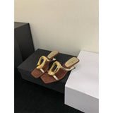 Zingj Buckle 2024 Summer New Fairy One-Line Slipper Open Toe Slope With Sandals Temperament With Skirt Sandals