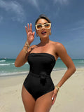 2024 New One-Clothing Multi-Clothed Drawstring With Small Flower Swimsuit Bikini