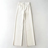 Women High Rise 'Relaxed' Dad Jeans With Raw Hem High Waisted Straight Denim Pants Trousers