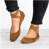Zingj Fall Vintage Plus Size New Mom Shoes Flat Heel Single Shoes Shallow Mouth Elastic Strap Round Head Women's Shoes- Outfit
