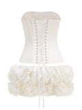 Corset Top And 3d Flower Micro Skirt Set-Outfit