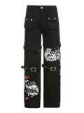 Goth metal buckle pocket cargo pants- Outfit