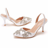 Cm Light-Mouthed Sharp White Wedding Sandals Fine Heel Size Size Diamond Chain Wedding Shoes Wedding Shoes Wedding