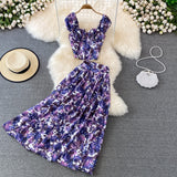 For Woman Floral Sexy Boho Two Piece Set Sexy Chic Midi Skirt Casual Suit Vacation Beach Maxi