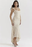 Lace Textured Strap Wrap Midi Dress-Outfit