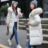 New Korean Version Of Long Cotton-Padded Clothes Women Loose And Thick Down Cotton-Padded Jacket Big Wool Collar Jacket Cotton-Padded Jacket Women-Outfit