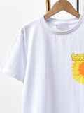 vintage chic smiley print T-shirt women 2022 summer short sleeve round neck cotton cozy tees casual tops female