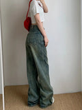 Zingj Wash Do Old Jeans Women's Spring High Waist Loose Wide Leg Pants Straight Pants Drag Floor Trousers