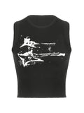 Guitar Ribbed Cropped Tank Top- Outfit