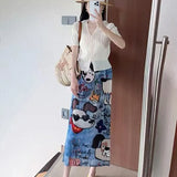 Folds 2025 Spring And Summer New Fashion High-Rise Thin Cartoon Puppies Print Half-Dress Women's