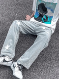 Men's Washed Star Graphic Loose Jeans- Outfit