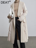 Fashion Women's Cotton-padded Coat Shawl Collar Loose Patchwork Thick Warm Lace Up Belt Jackets Winter 2023 New