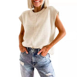 Zingj Women's Summer Cover Sleeve Top Casual Round Collar Loose Knit Sweater Jacket Woman-Outfit