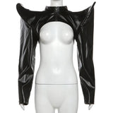 Autumn Fashion Trend Women's New Long-Sleeved Zipper Zip Open Shirt Open-Up