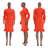 Zingj New Women's Solid Color High Collar Flounce Handmade Knitted