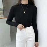 Sweater Women's Fashion Autumn Slim-fit Turtleneck Sweater Soft Solid Slim Pullovers Female All-match Knitted