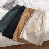 Literary And Art Cotton Shorts Women Summer Thin Hemp High Waist Small Man Broad Legs Leisure A Word Five-Point
