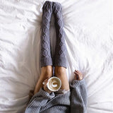 Zingj Style Knitting Wool Socks Women's Belt Wool Ball Long Over The Knee Pile Socks