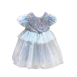 Pretty Girls Dress Birthday Party Cartoon Princess Dress Lace Kids Ball Gown Elegant Dress Cute Casual Dress Size