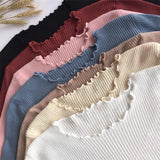 Neck Ruched Women Sweater High Elastic Solid 2021 Fall Winter Fashion Sweater Women Slim Sexy Knitted Pullovers Pull Femme