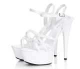 Hot! Women Summer Sandals Patent Leather Platform Sandals High-heeled Shoes 15cm Fashion Shows Thin Heels Plus-size pumps