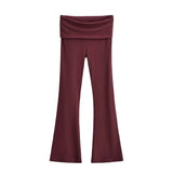 Zingj Trendy Women's Wear In Spring, The New Double-Layer Waist-Turning Sports Leisure Pants, Spicy Girls' Stretch Slimming Micro-Horn