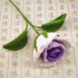 Zingj Doll Line Wine Cup Rose Wool Knitting Rose Bouquet Hand-Woven Eternal Flower Wool Flower