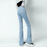 2022 New Flared Jeans Women Sexy Hip Lift High Waist Stretch Denim Pencil Pants Washed Slim Skinny Y2K Female