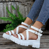 Wind Hollow Thick-Soled Sandals Women's Large Size Women's Shoes Pine Cake With Beach Cool