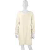 2020 Autumn Winter New Elegant Fashion O Neck Women's Dress Causal Loose Solid Plush Long Sleeve Ladies Dress Plus
