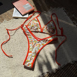 2025 New Women's Split Leopard Print Sexy Swimsuit Women's Triangle Strap Swimsuit