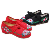 Zingj Chinese Style Retro Plate Buckle Embroidery Female Beef Tendon Bottom Dance Single Shoe Cloth