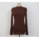 Thin T-shirt See Through Slim High Quality Plain T Shirt Women Cotton Elastic Basic T-shirts Female Korean Style