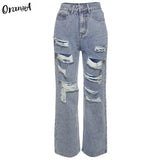 Summer Fashion Hollow Out High Waisted Denim Casual Y2K Pants Loose Hip Hop Pants Zipper Fly Streetwear Sexy