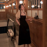 Vintage Fashion Midi Dress For Women Summer Lady One Piece Party Clothing Outfits